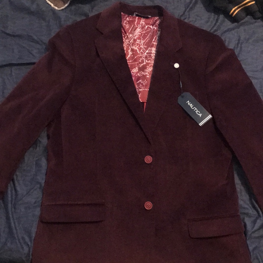 Nautica Burgundy Microsuede Modern Fit Sport Coat